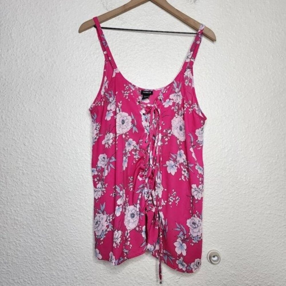 Torrid Sophie Pink Lace Up Cami Georgette Tank Top Women's Plus Size 1X